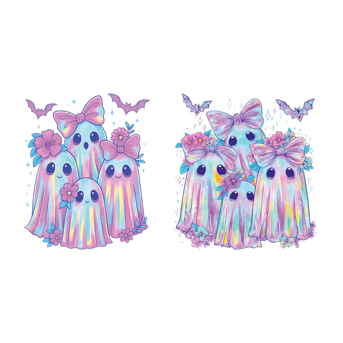 UV DTF Sticker print Iridescent 4 ghost group 2 pk Halloween decal, tumbler decal, permanent sticker. #7369