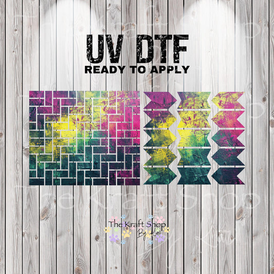 UV DTF Sticker prints. Neon grunge arrows or block tumbler element decal, permanent sticker. #10302