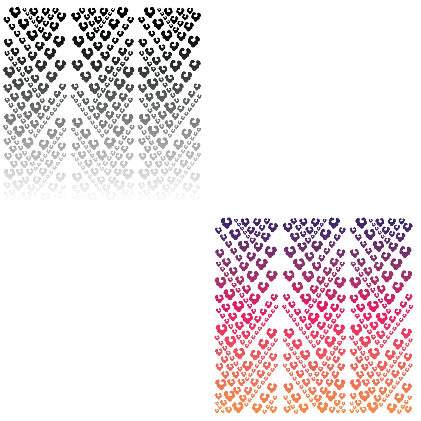UV DTF Sticker prints. Ombre Black or Pinks Leopard mixed media rainbow hot mess herringbone design bands element sheet bundle #10304