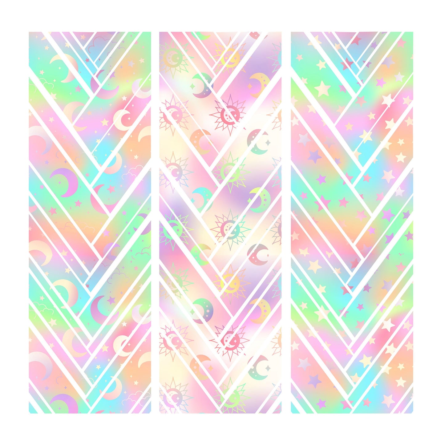 UV DTF Sticker prints. Pastel Stars Moon mixed media rainbow hot mess herringbone design bands element sheet bundle #10306
