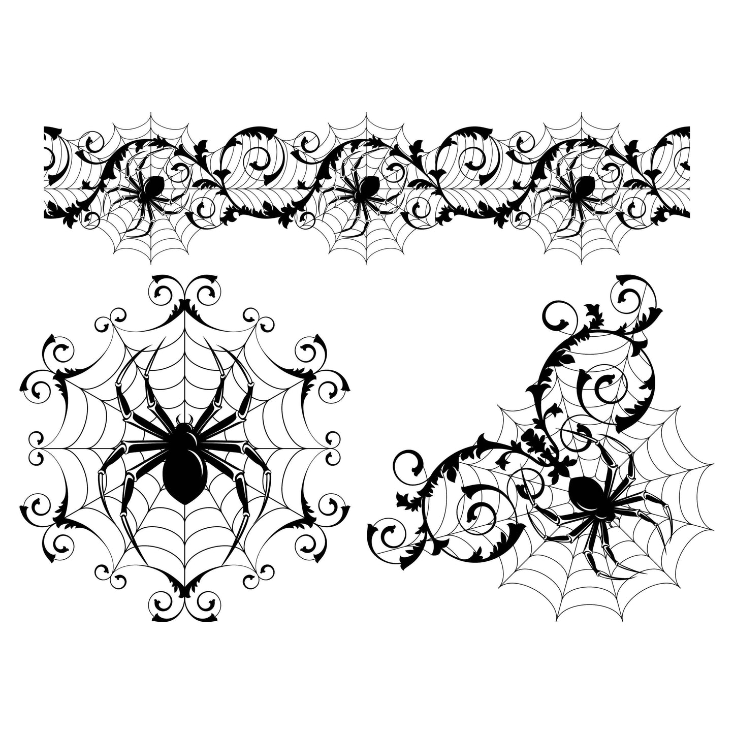 UV DTF Sticker print. Spider web bundle of 3 decal, tumbler decal. UV wrap for glass can tumbler. #7375