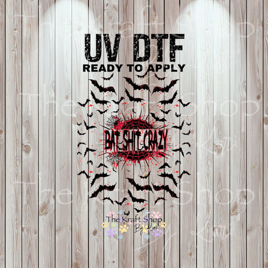 UV DTF Sticker print Bat shit crazy Element sheet decal, tumbler decal, permanent sticker. Uv wrap for glass can tumbler. #7348