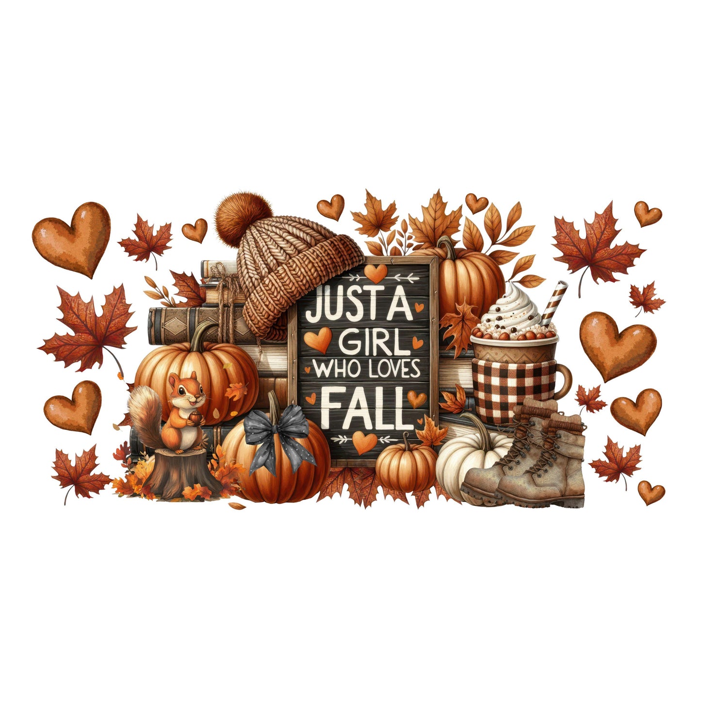 UV DTF Sticker print. Just a girl that loves fall elements wrap decal, tumbler decal UV wrap for glass can tumbler#7349