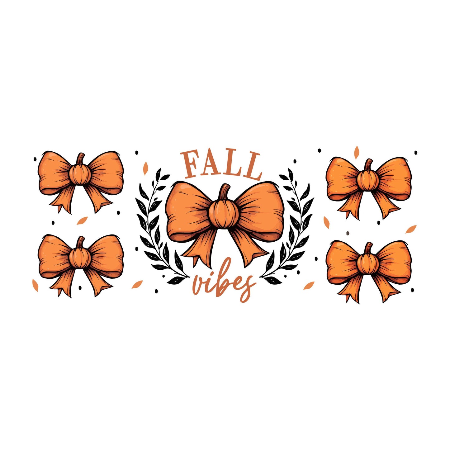 UV DTF Sticker print. Fall vibes pumpkin bows fall wrap decal, tumbler decal UV wrap for glass can tumbler#7351