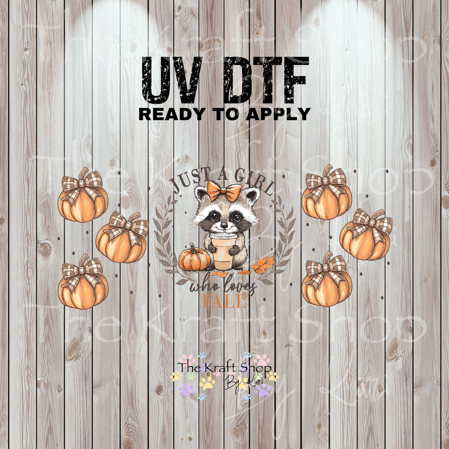 UV DTF Sticker print. Just a girl that loves fall Racoon wrap decal, tumbler decal UV wrap for glass can tumbler#7356
