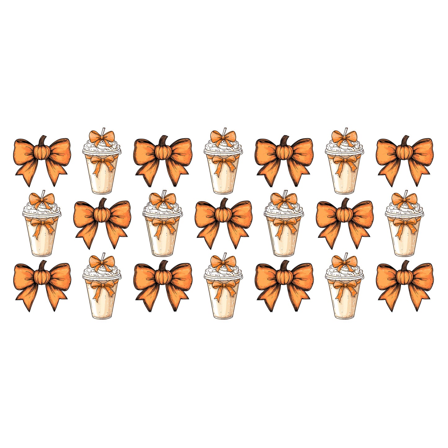 UV DTF Sticker print. Pumpkins bows and lattes element wrap decal, tumbler decal UV wrap for glass can tumbler#7358