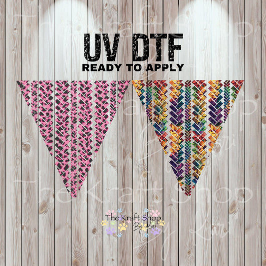 UV DTF Sticker print. Small Braided V Split Herringbone element templates mixed media, tumbler decal. #10316