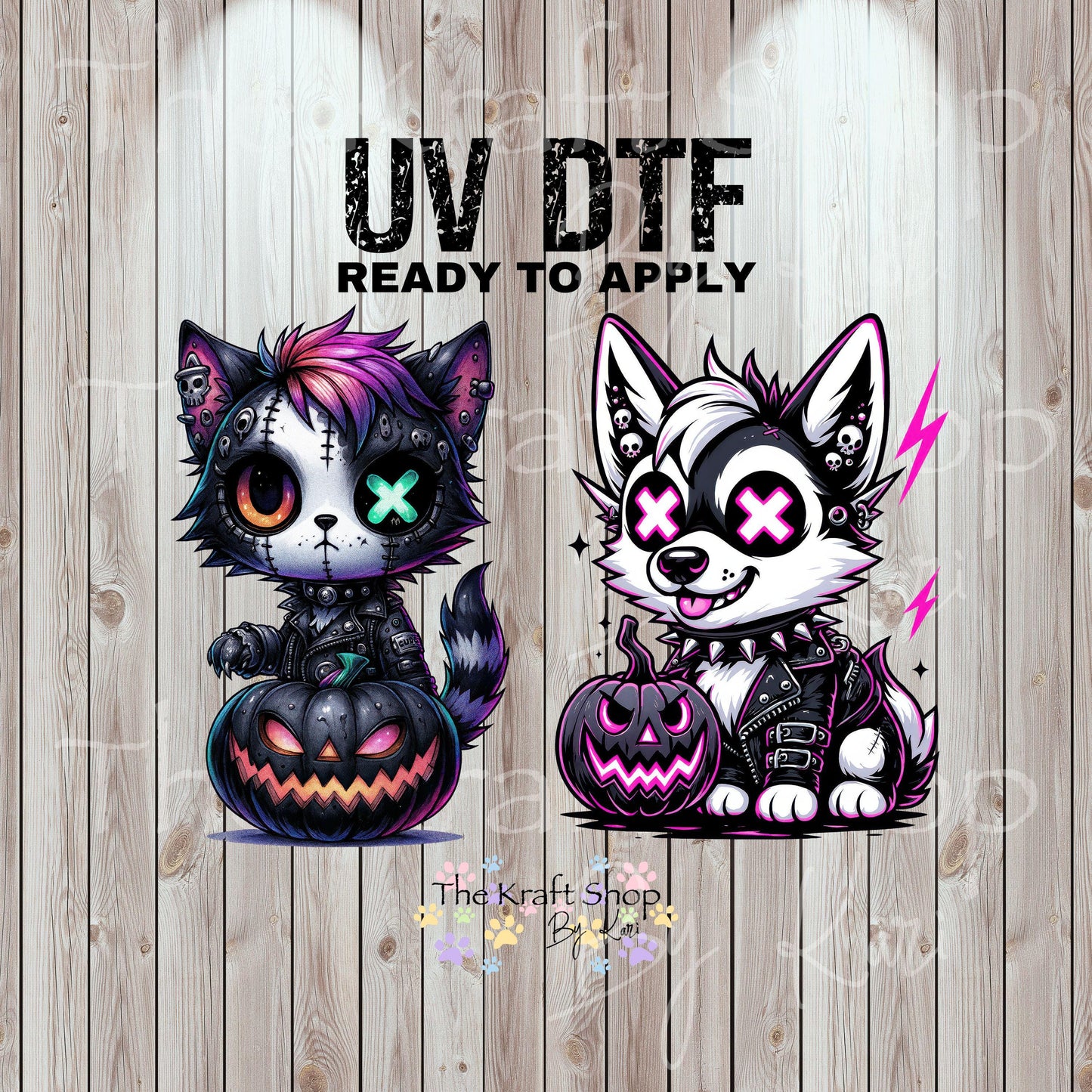 UV DTF Sticker print Halloween Gothic Dog or Cat Cute decal, tumbler decal, permanent sticker. #7361