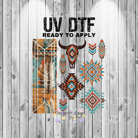 UV DTF Sticker prints. Western Boho band element sheet bundle decal, permanent sticker. #10317