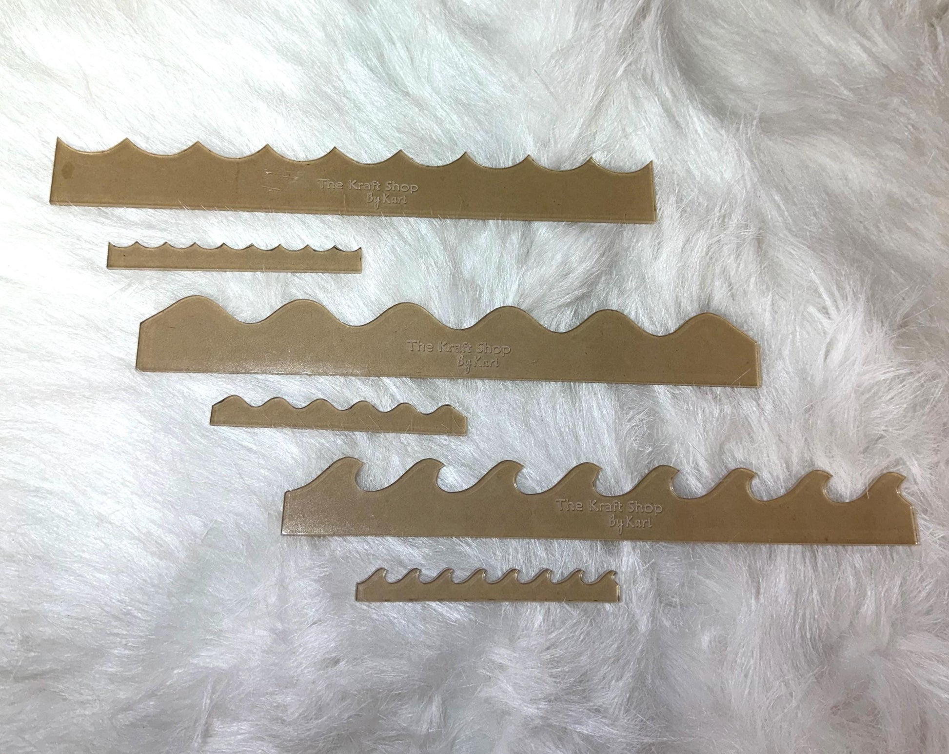 Assorted sized Acrylic Wave template bundle used for vinyl, quilting or woodworking. Crafter supply and tool. Tumbler templates. DIY supply