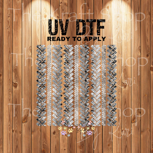 UV DTF Sticker print. Small braided herringbone grunge element bundle of decals, tumbler decal. #6009