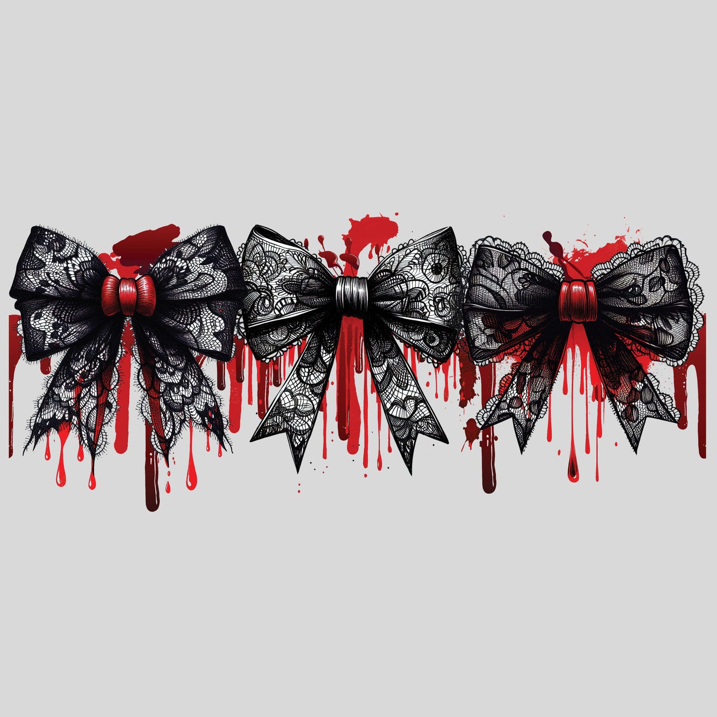 UV DTF Sticker print Black Bows Blood Drip with lace wrap decal, tumbler decal. UV wrap for glass can #5381