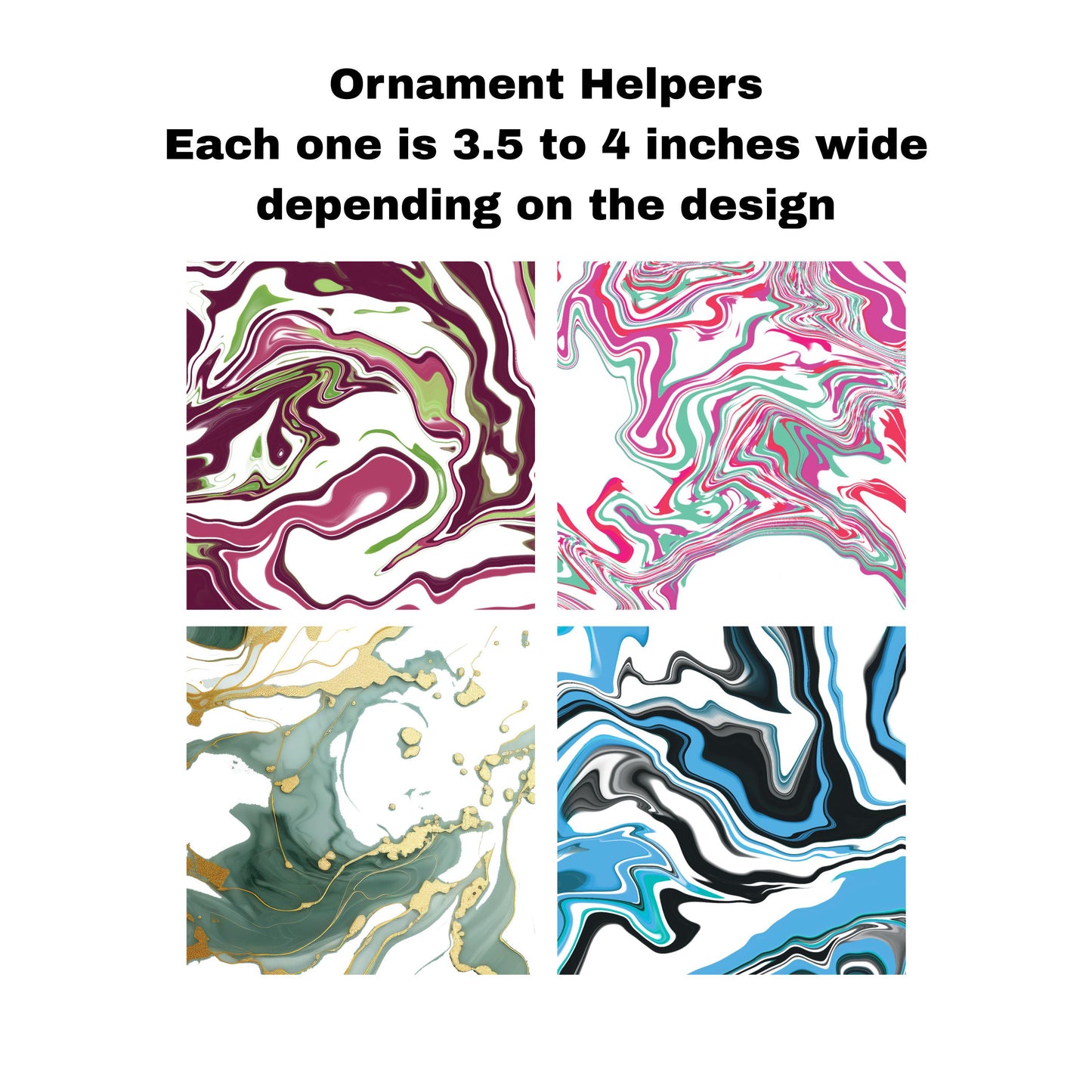 UV DTF Sticker print. Ornament Helpers Hydro Dip Set of 4 decals, tumbler decal. #7384
