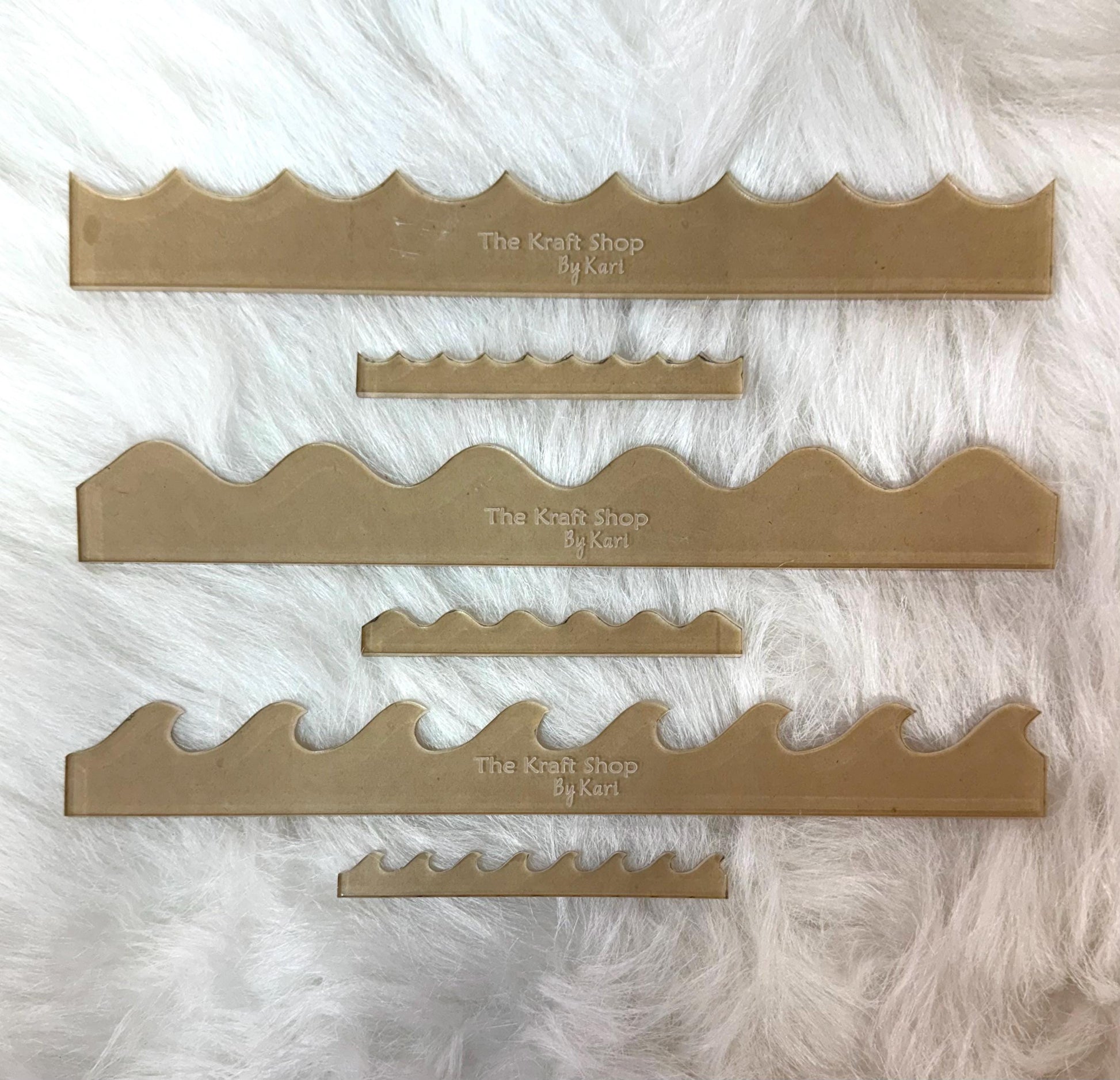 Assorted sized Acrylic Wave template bundle used for vinyl, quilting or woodworking. Crafter supply and tool. Tumbler templates. DIY supply