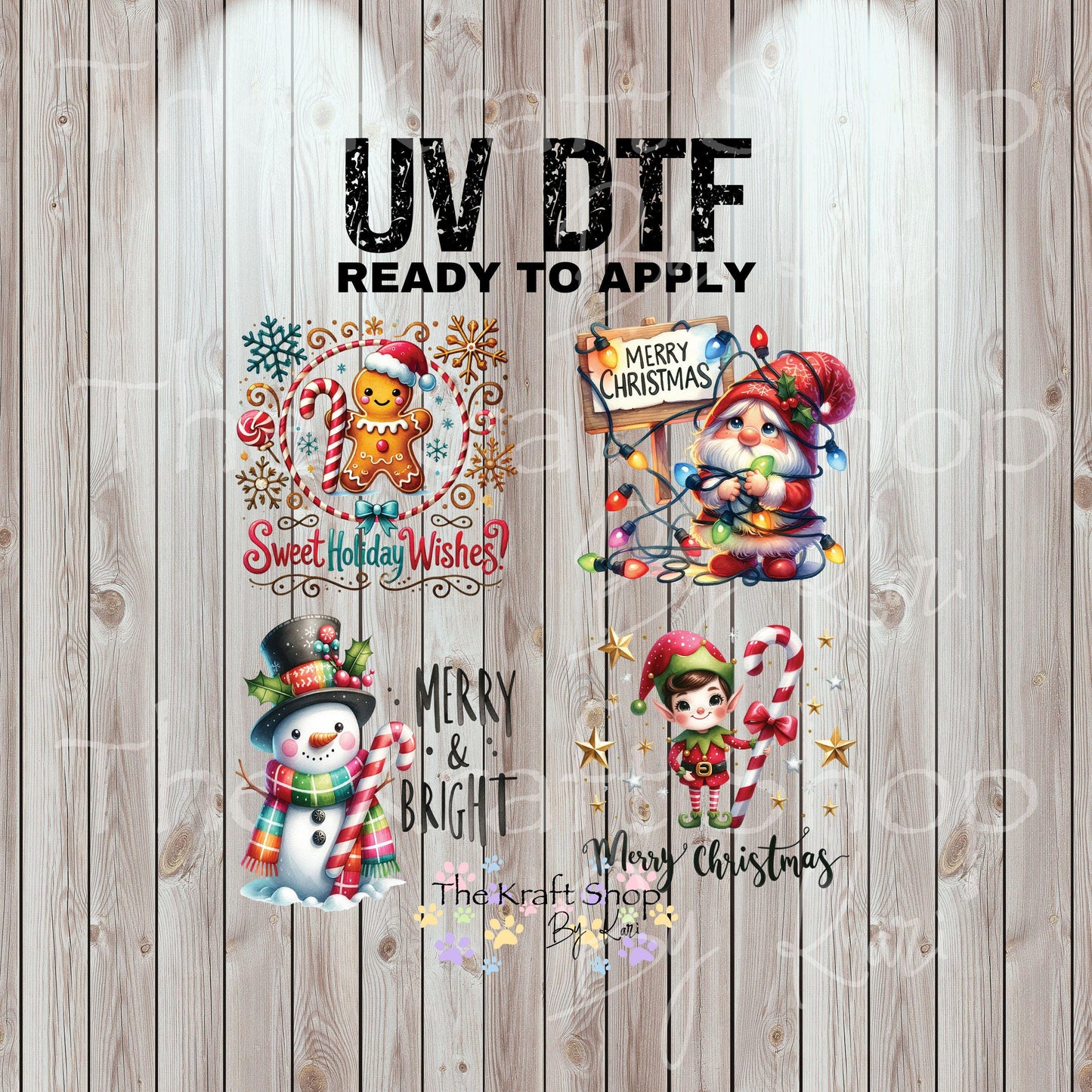 UV DTF Sticker prints. Merry Christmas and Bright Christmas in July bundle of decals, permanent sticker #7417