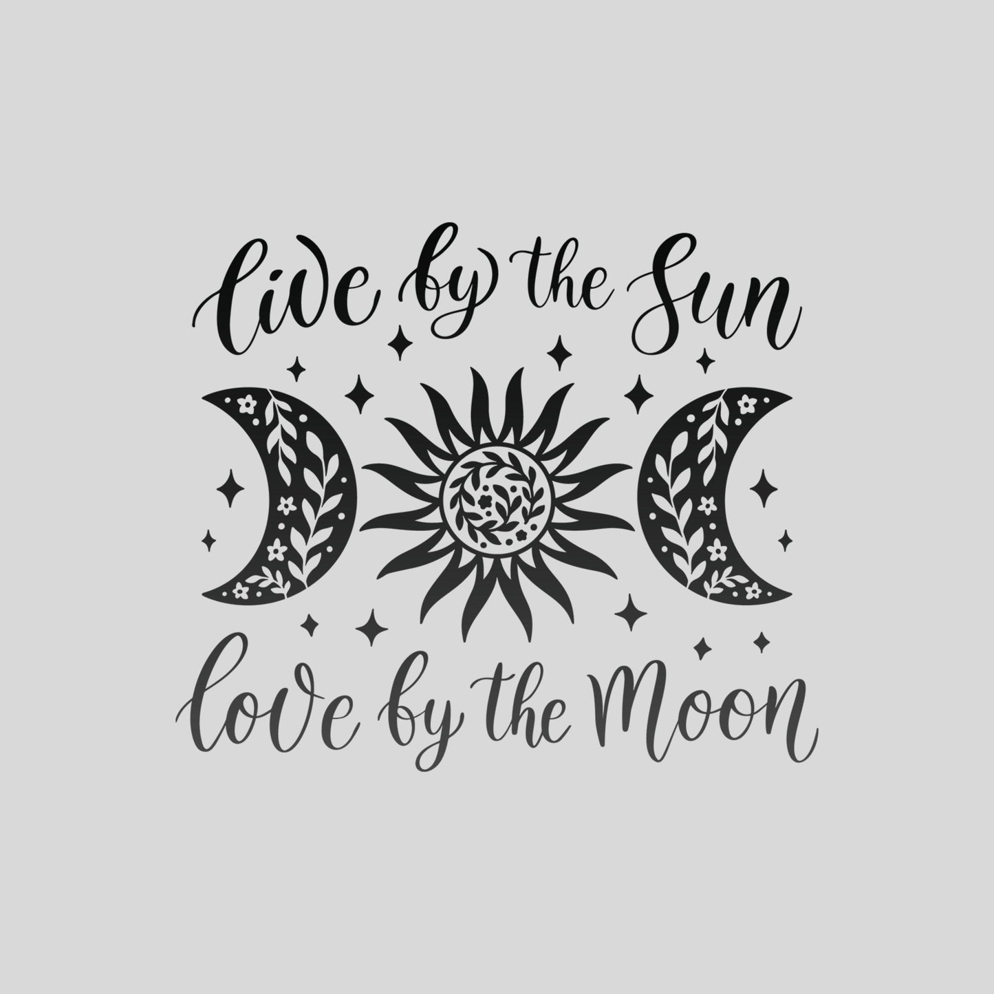 UV DTF Sticker print. Live by the Sun Love by the Moon Ombre black decal #4566