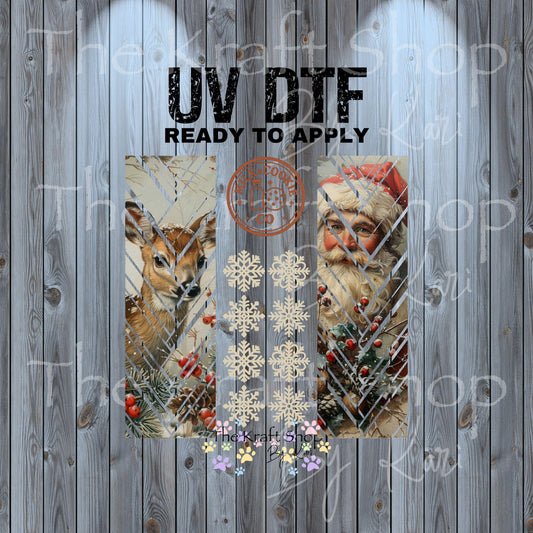 UV DTF Sticker prints. Retro Santa Herringbone band element sheet mixed media hot mess herringbone design bundle decal #10324