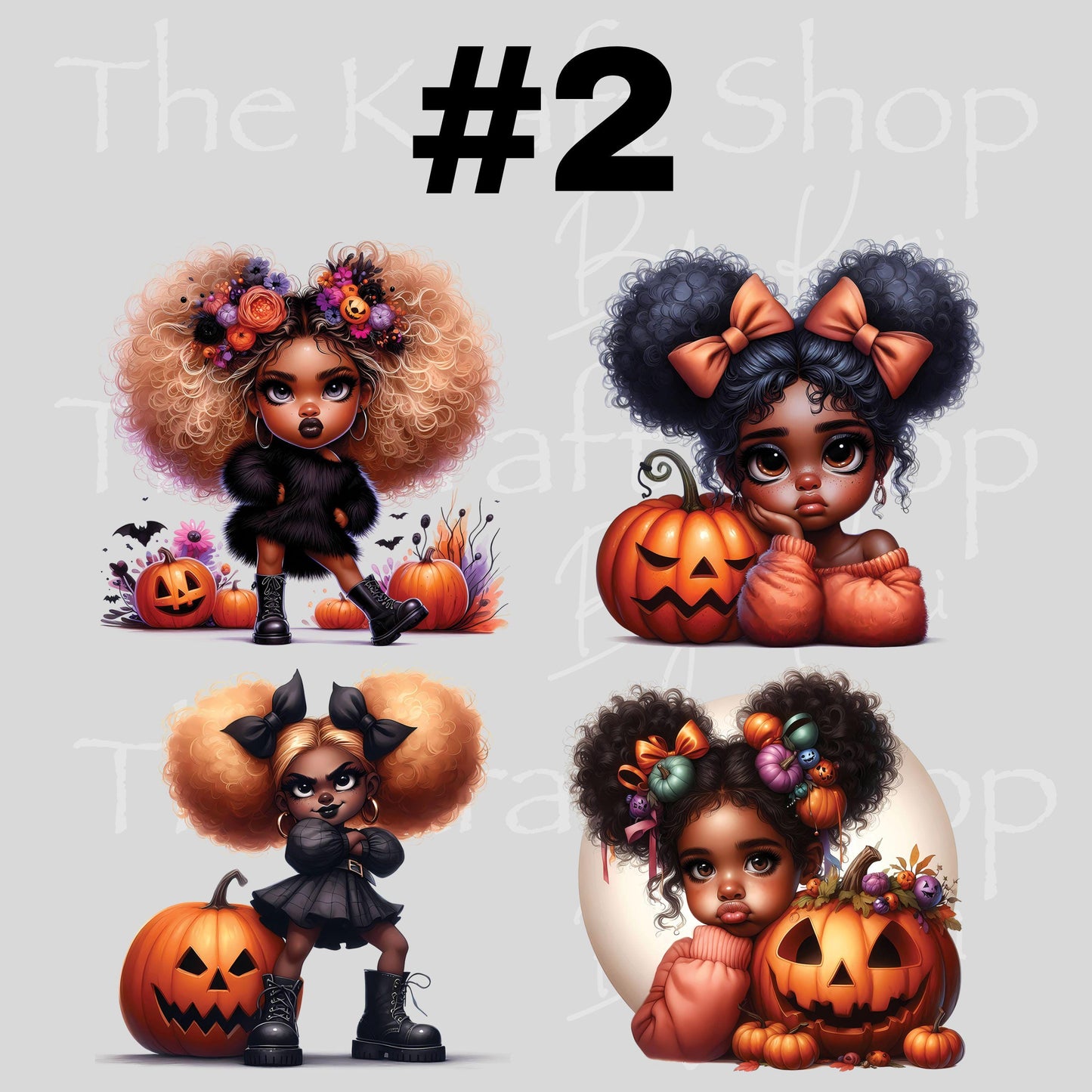 UV DTF Sticker prints. Halloween Girl bundle of 4 decals, permanent sticker #7424