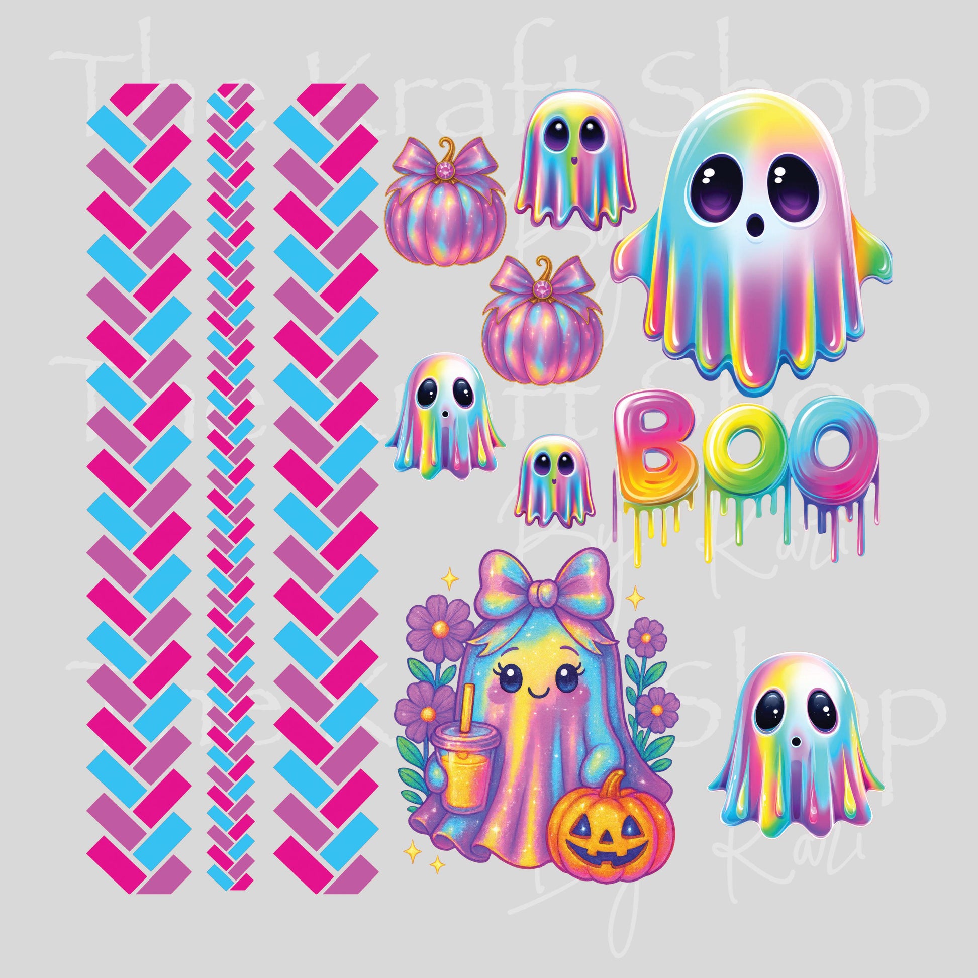 UV DTF Sticker prints. Herringbone Iridescent Ghost sheet band element sheet mixed media hot mess herringbone design bundle decal #7426