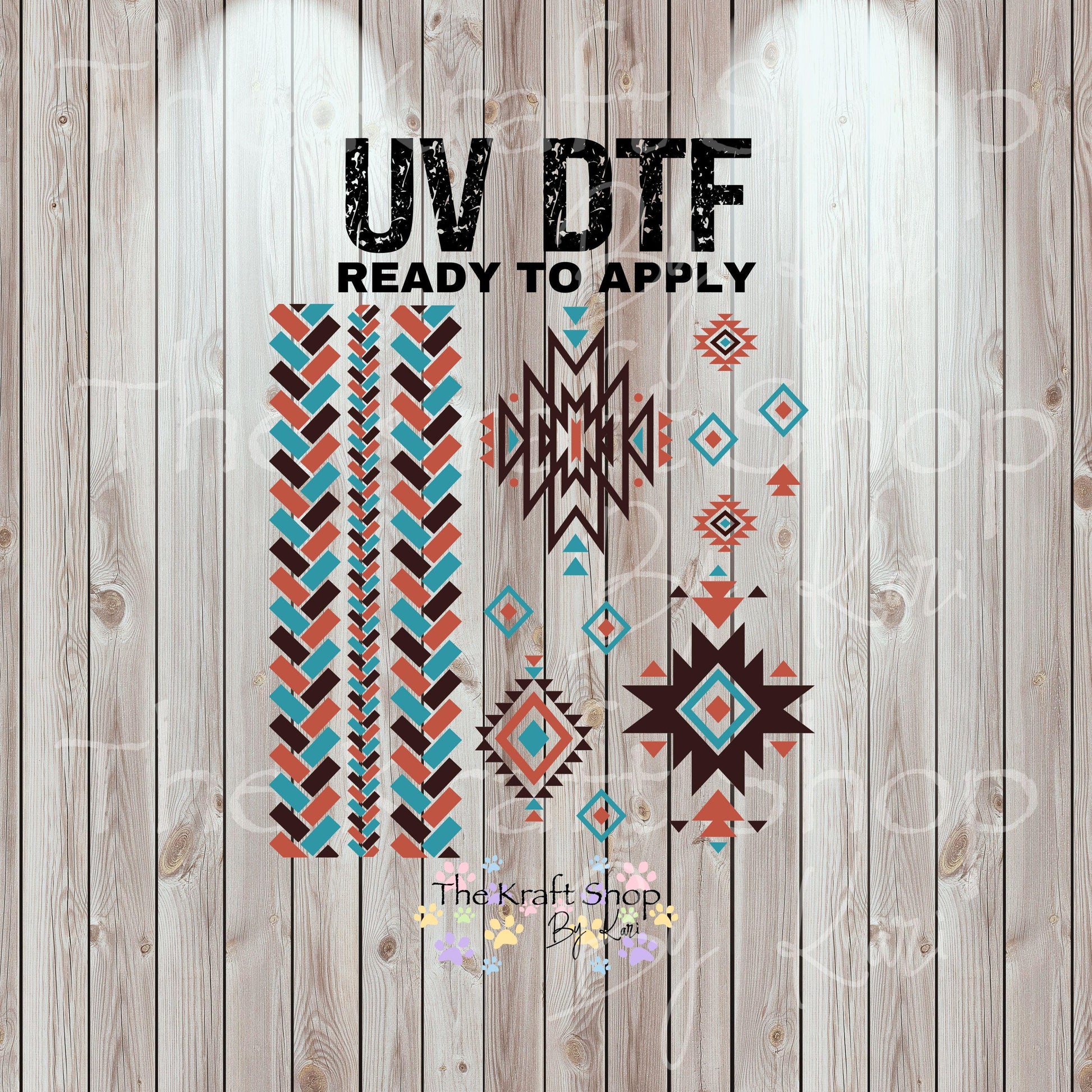 UV DTF Sticker prints. Western Aztek Herringbone sheet band element sheet mixed media hot mess herringbone design bundle decal #10326