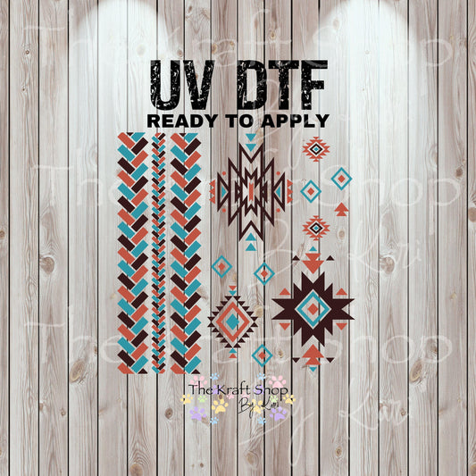 UV DTF Sticker prints. Western Aztek Herringbone sheet band element sheet mixed media hot mess herringbone design bundle decal #10326
