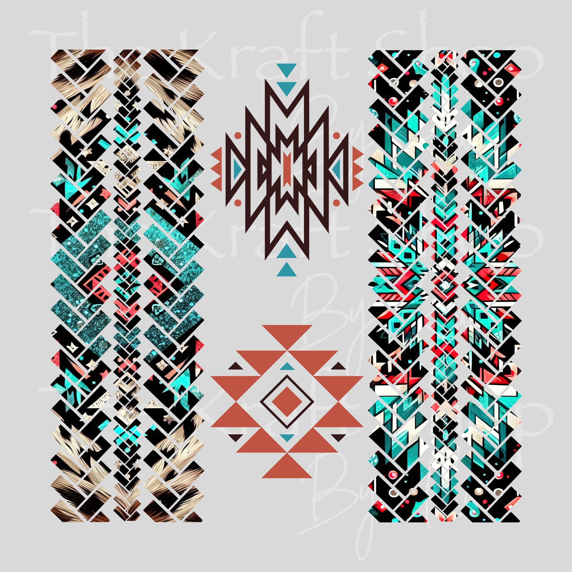 UV DTF Sticker prints. Small Twisted Aztek Herringbone sheet band element sheet mixed media hot mess herringbone design bundle decal #10327