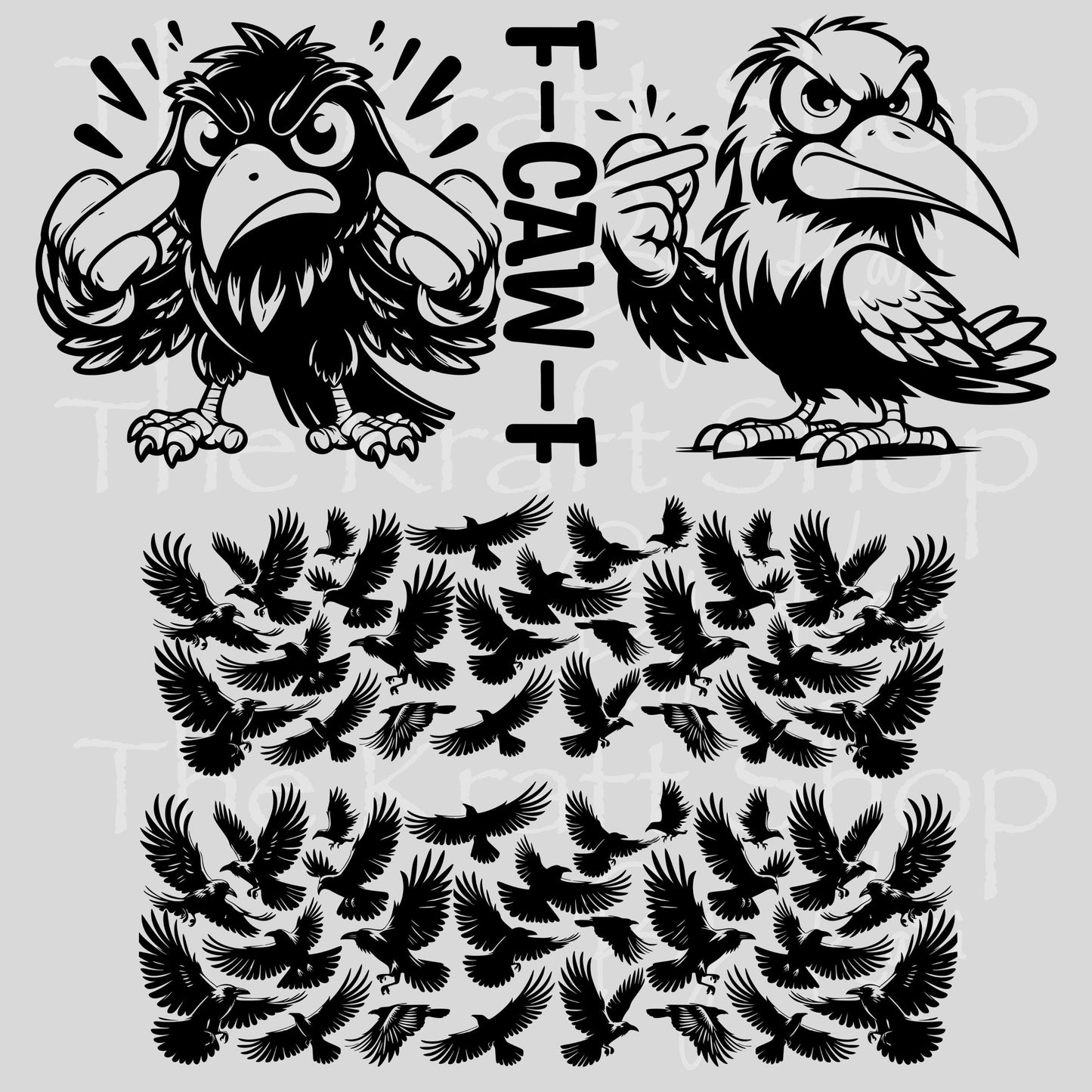 UV DTF 40 oz ready to apply F-caw-F crow with middle finger. Permanent sticker. UV wrap quencher #3170