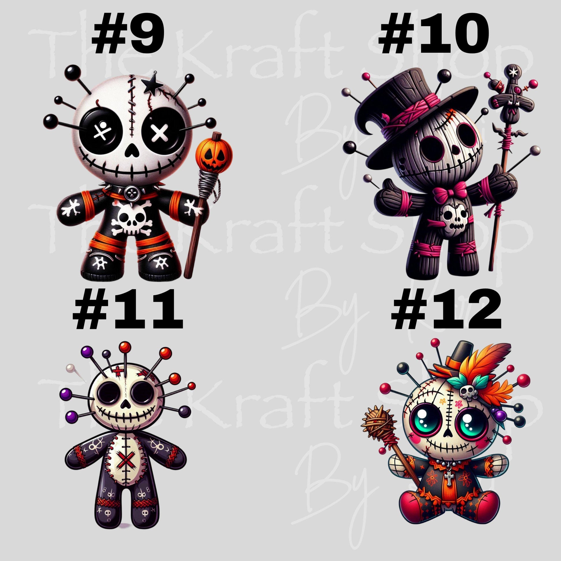 UV DTF Sticker prints. Halloween Voodoo Dolls 22 different styles decals, permanent sticker.#7429