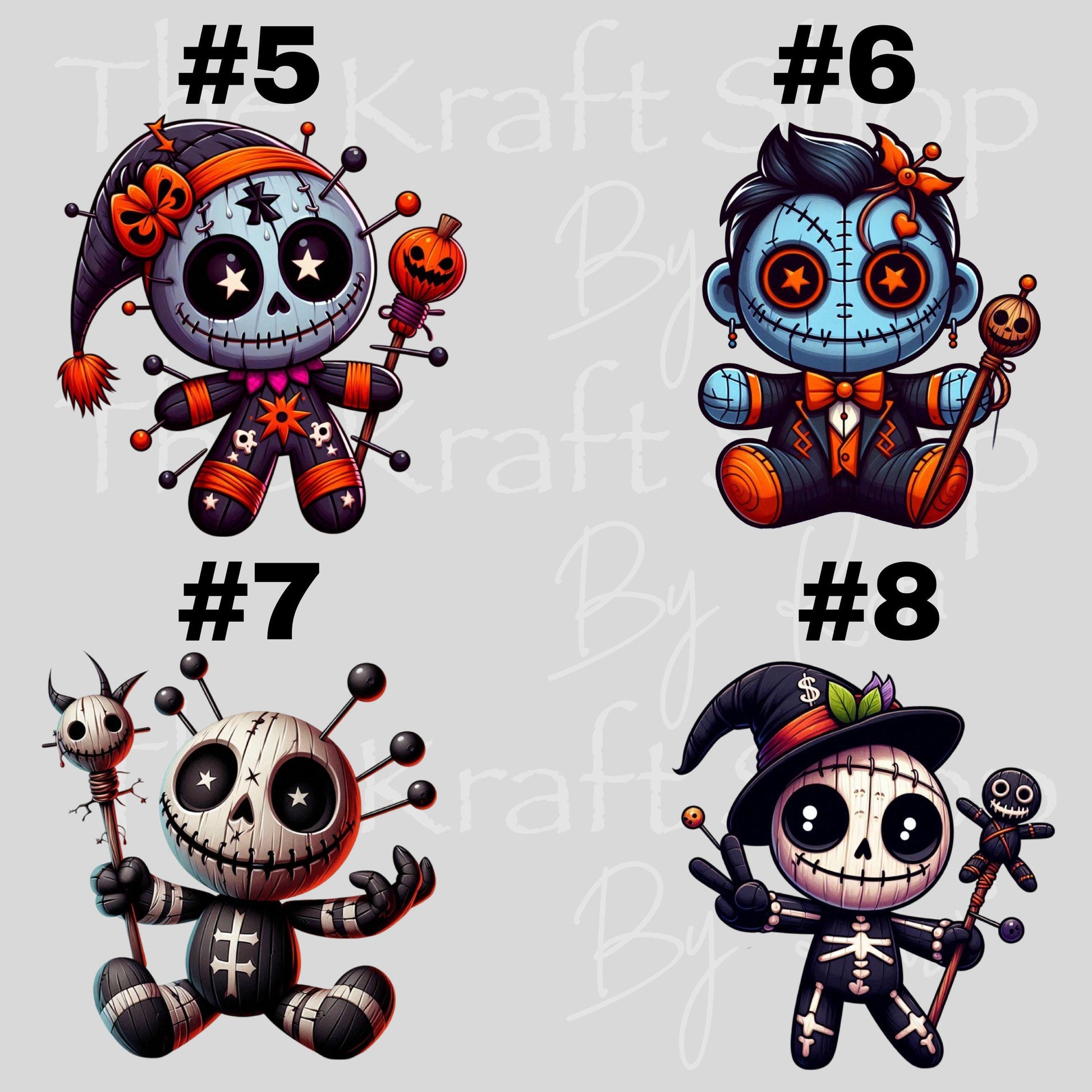 UV DTF Sticker prints. Halloween Voodoo Dolls 22 different styles decals, permanent sticker.#7429