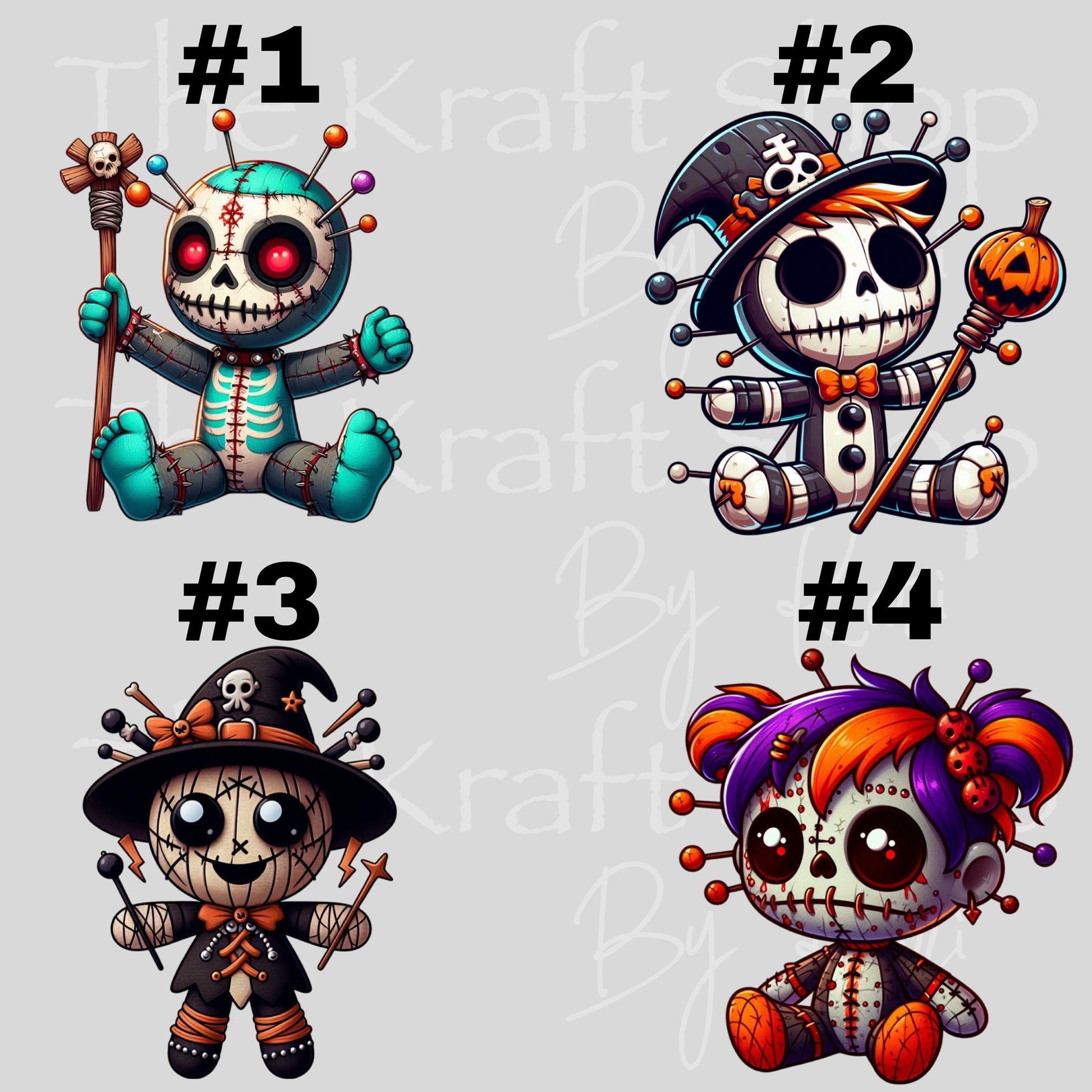 UV DTF Sticker prints. Halloween Voodoo Dolls 22 different styles decals, permanent sticker.#7429