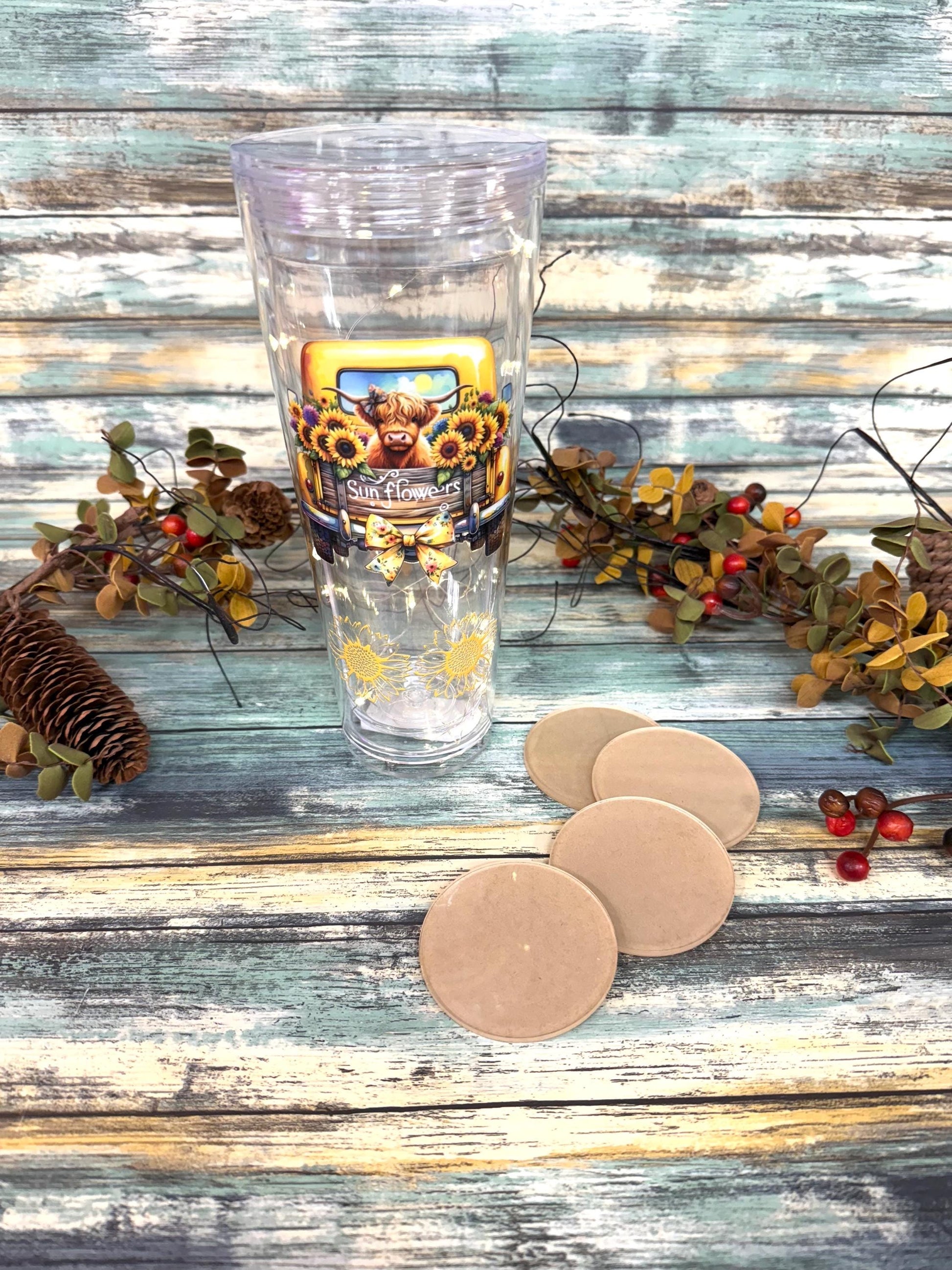 Snow globe Acrylic Bottom for 24 oz acrylic tumblers