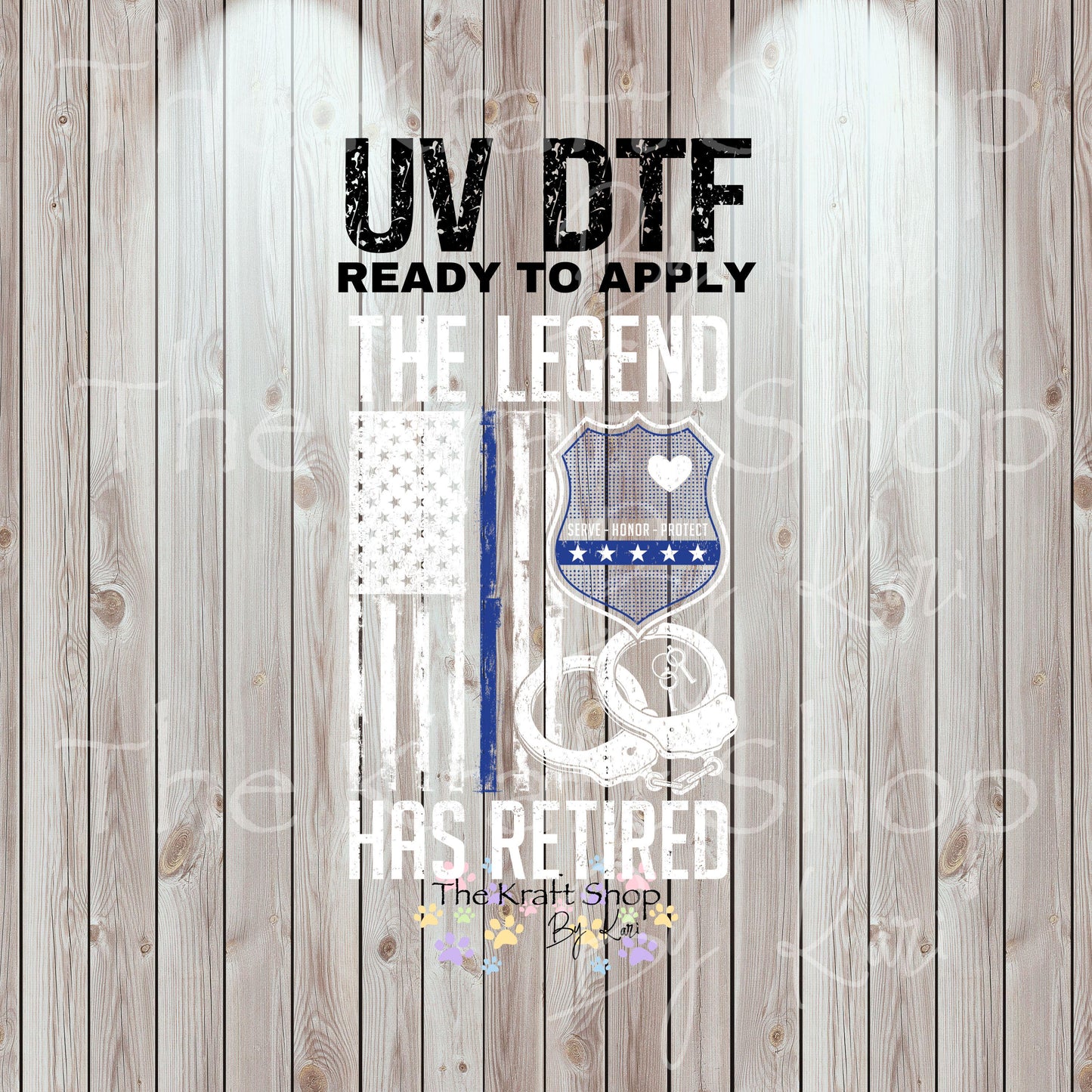 UV DTF Sticker print. The Legend Has Retired Serve Honor Protect decal, tumbler decal, permanent sticker #4564