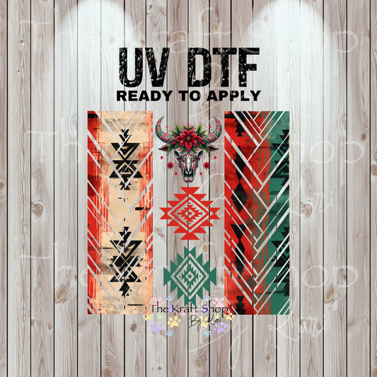 UV DTF Sticker prints. Southwestern Christmas twisted band element sheet mixed media hot mess herringbone design bundle decal #10323