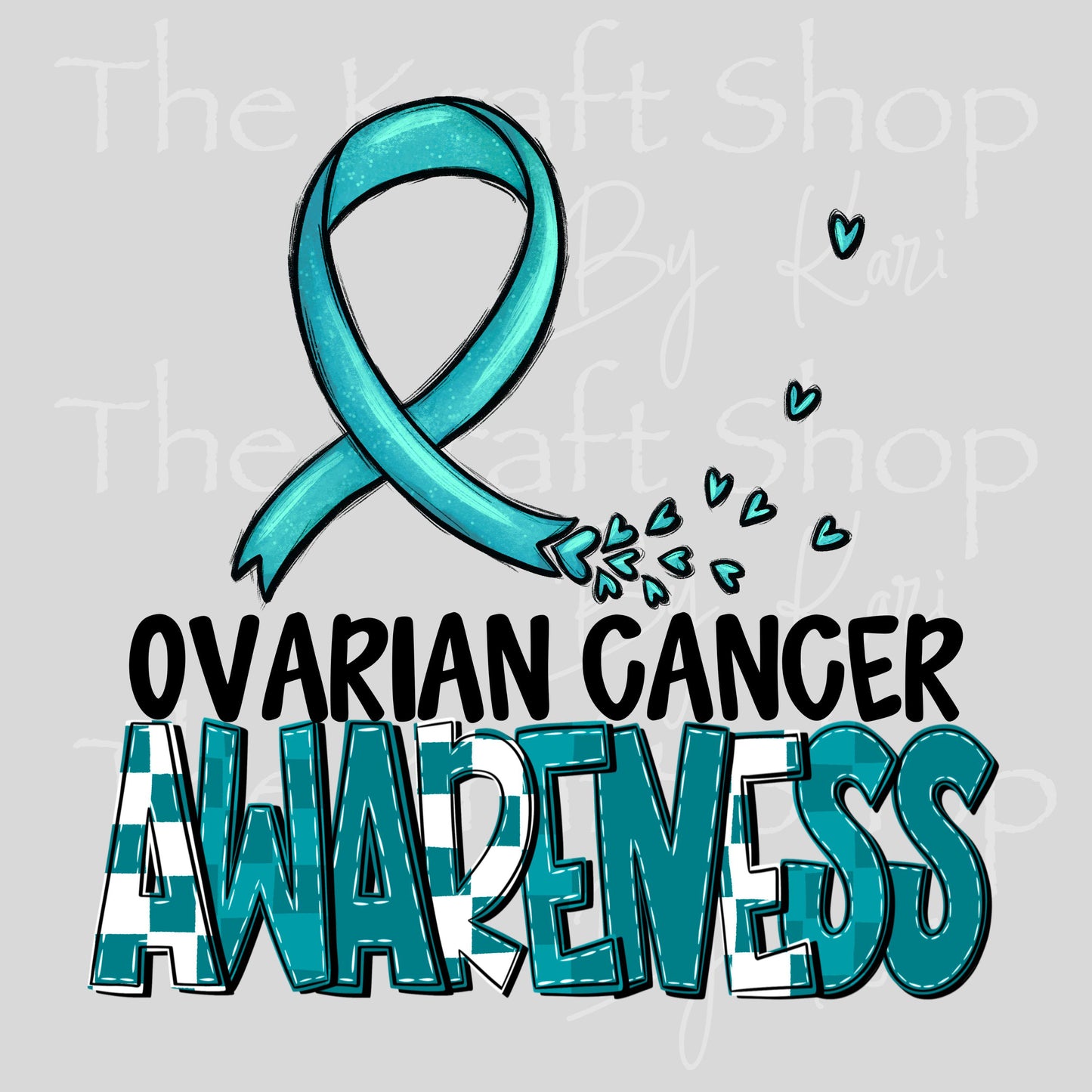 UV DTF Sticker prints. Ovarian Cancer Awareness Teal Cancer Ribbon decal, permanent sticker #4569