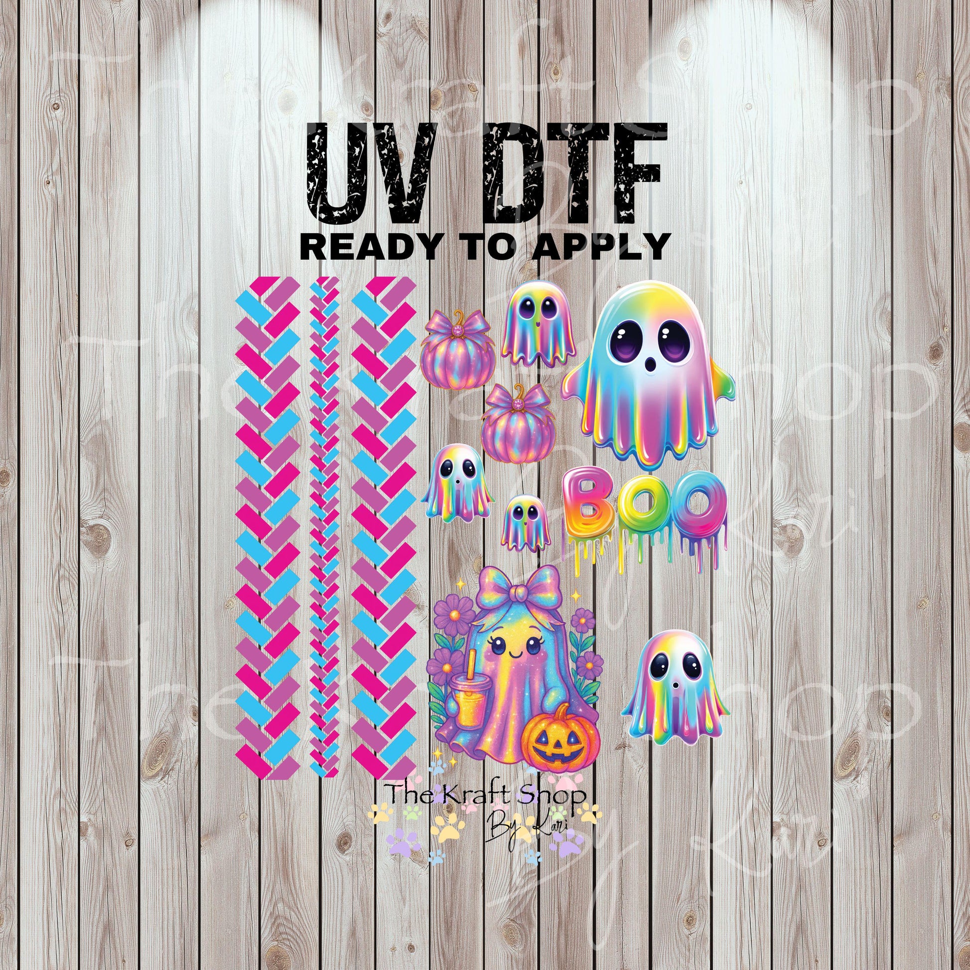 UV DTF Sticker prints. Herringbone Iridescent Ghost sheet band element sheet mixed media hot mess herringbone design bundle decal #7426