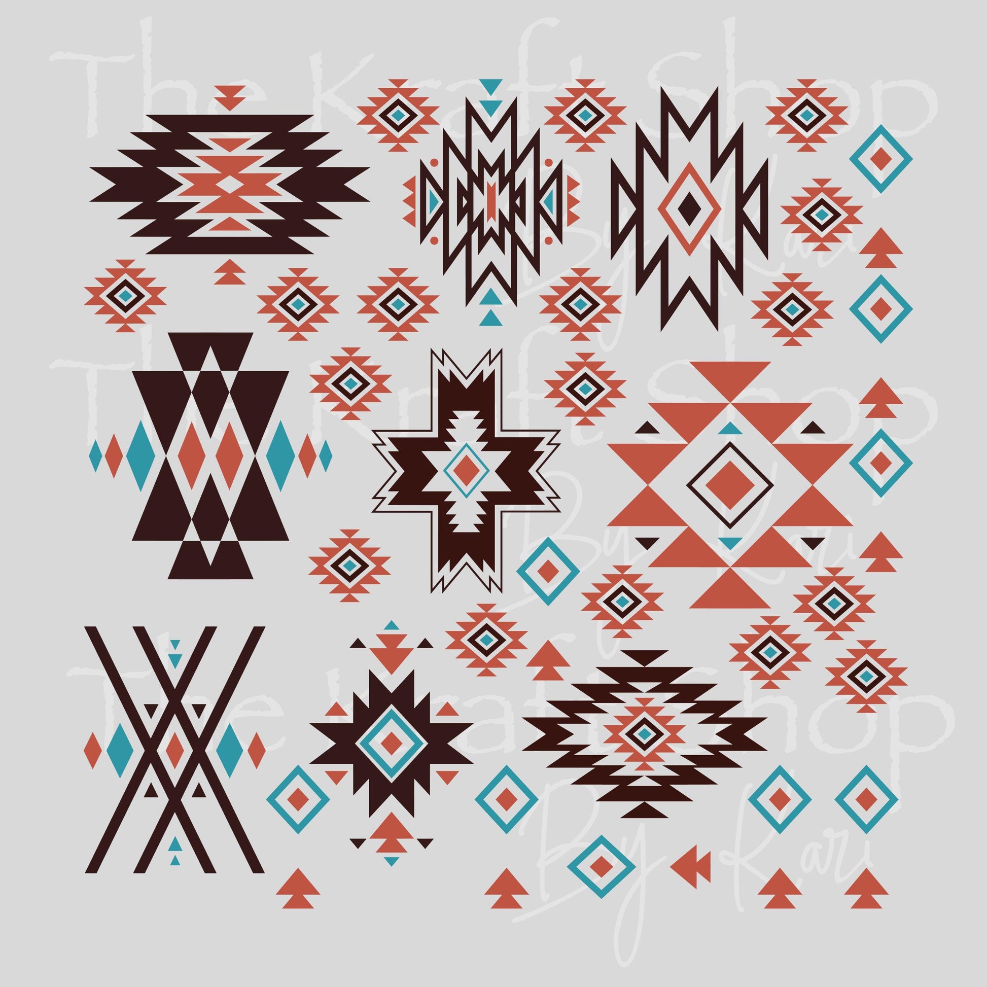 UV DTF Sticker prints. Western Aztek Element sheet band element sheet mixed media hot mess herringbone design bundle decal #10325