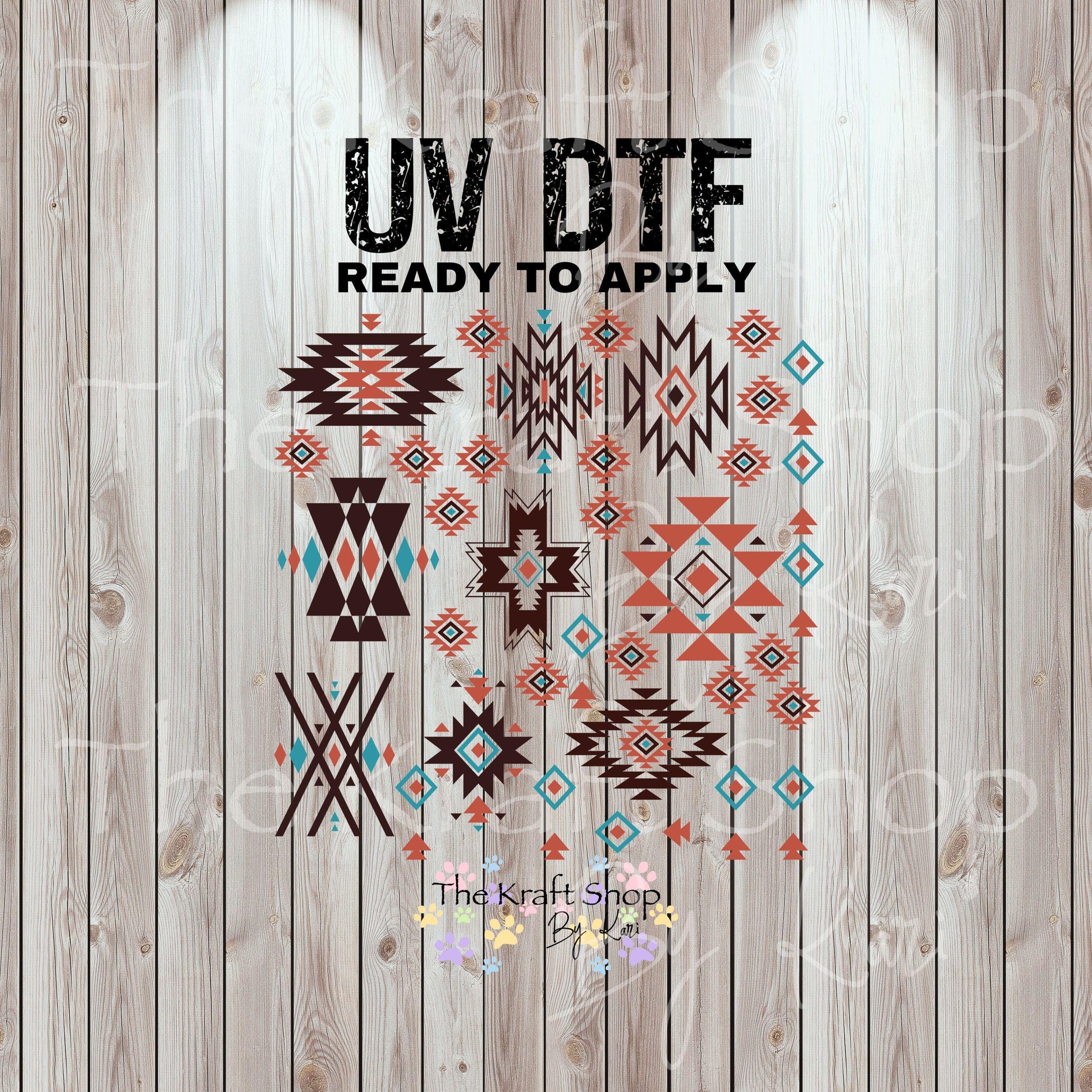 UV DTF Sticker prints. Western Aztek Element sheet band element sheet mixed media hot mess herringbone design bundle decal #10325