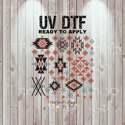 UV DTF Sticker prints. Western Aztek Element sheet band element sheet mixed media hot mess herringbone design bundle decal #10325