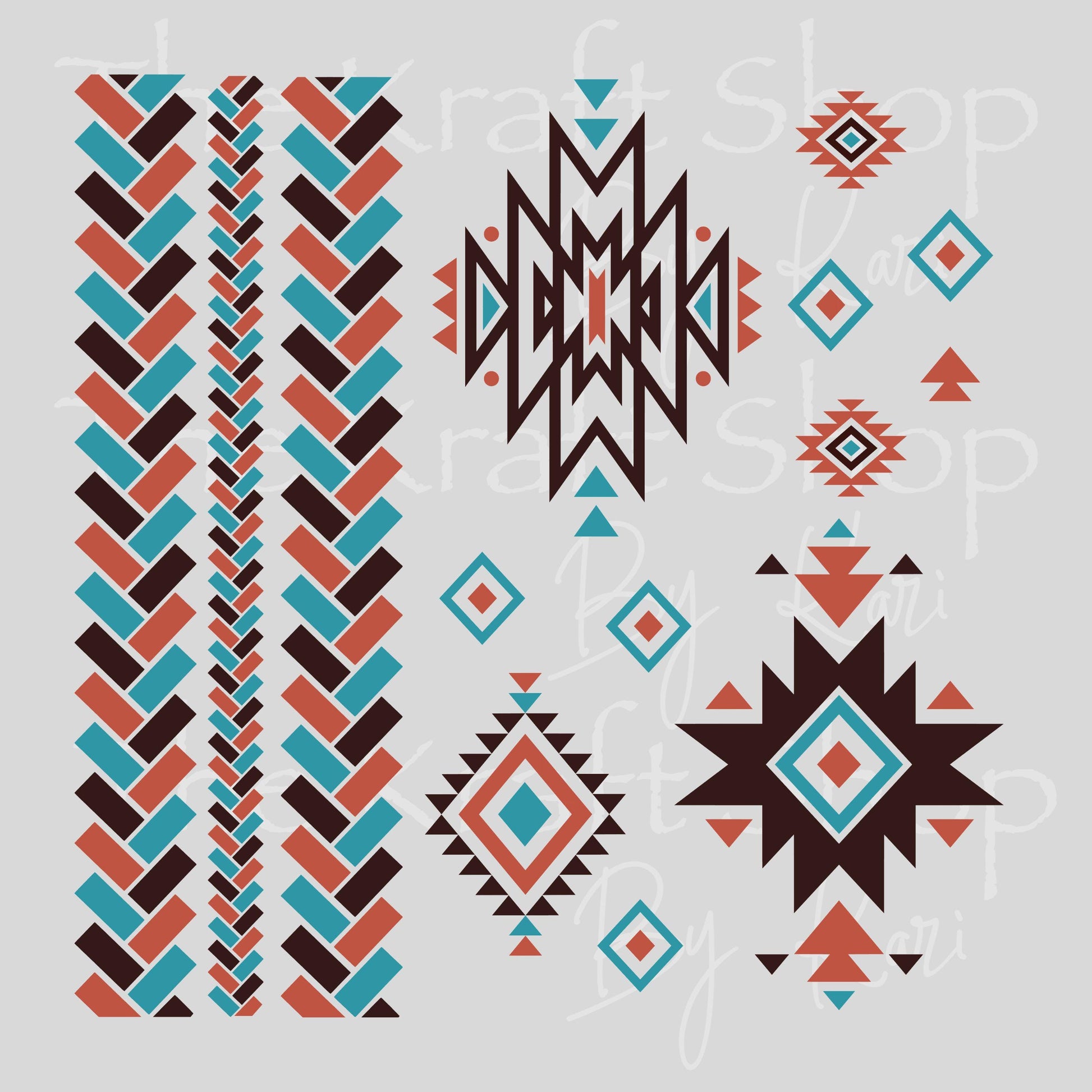 UV DTF Sticker prints. Western Aztek Herringbone sheet band element sheet mixed media hot mess herringbone design bundle decal #10326