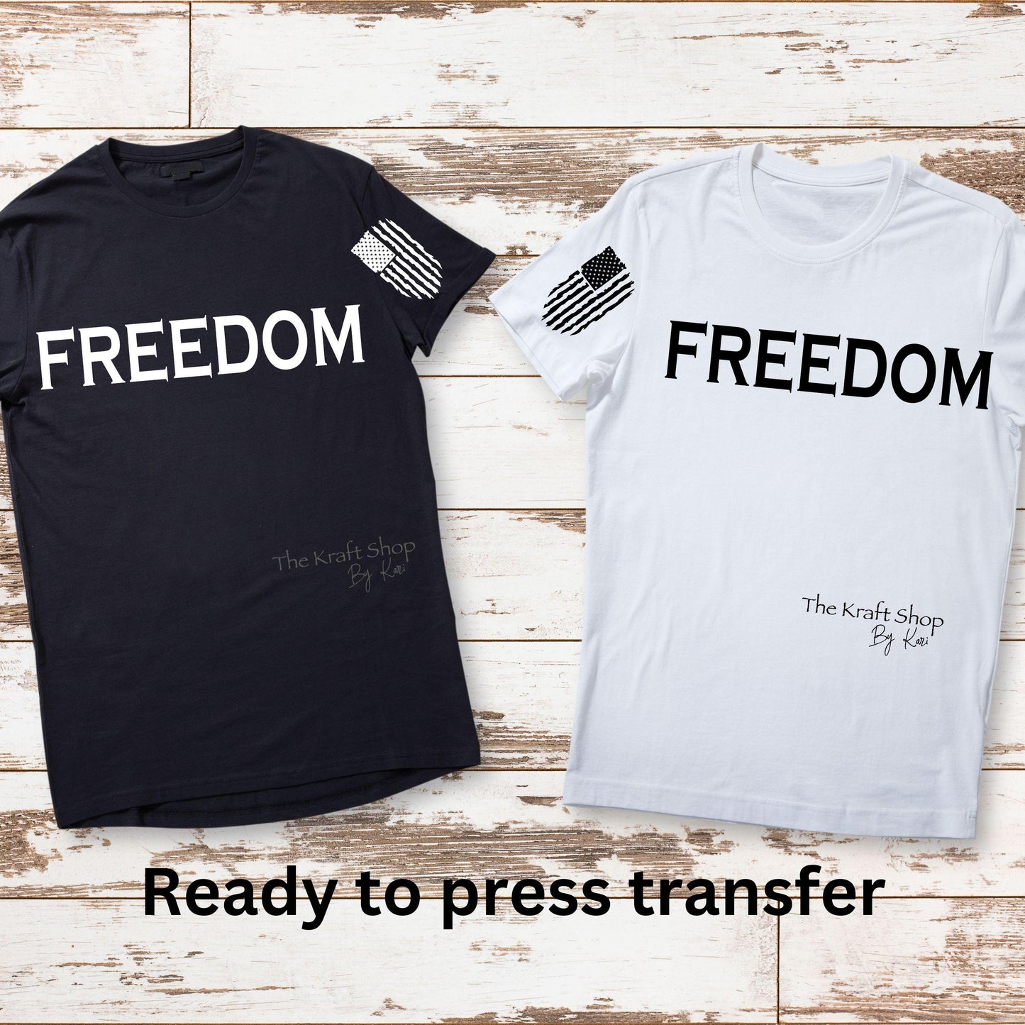 DTF ready to press transfer. Freedom with vertical tattered flag shirt transfer #11545