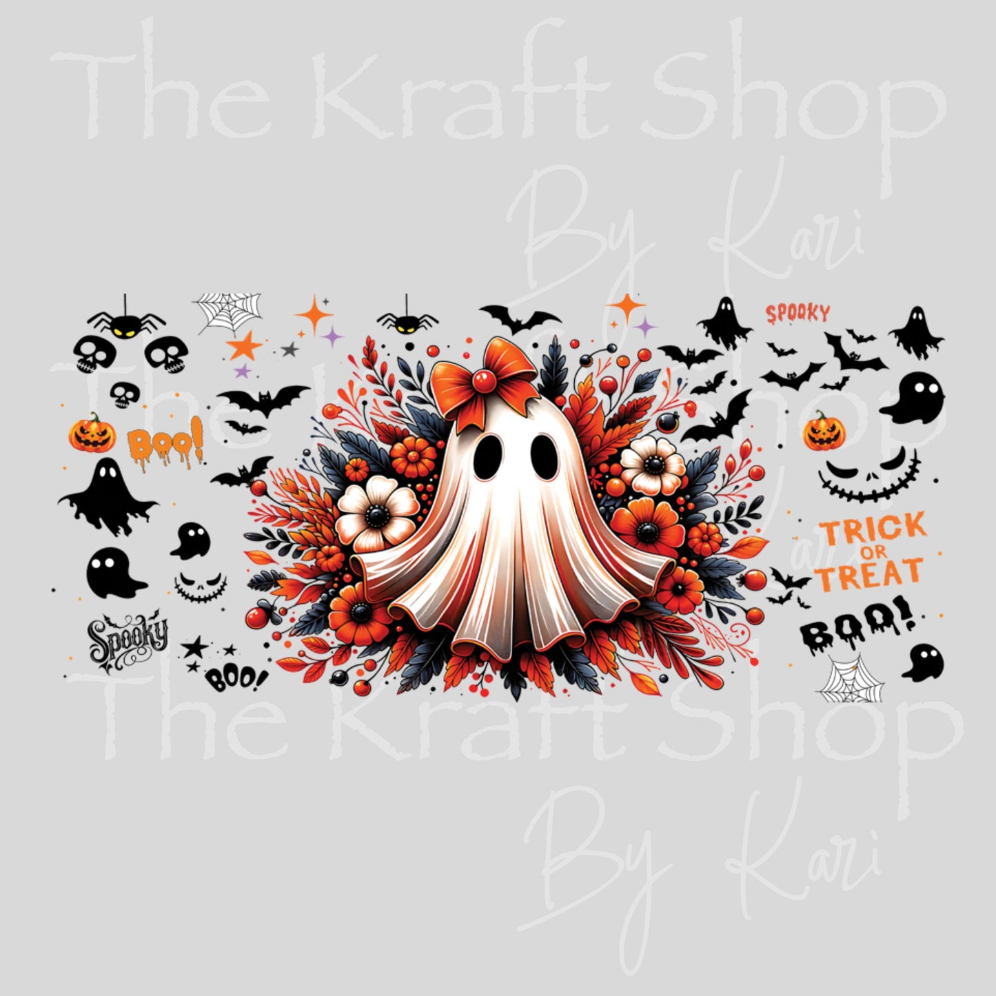 UV DTF Sticker print Orange bow Halloween wrap decal, tumbler decal, permanent sticker #7431