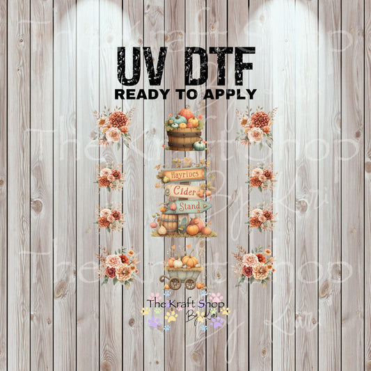 UV DTF Sticker print Hayrides cider stand Element sheet 8x8 decal, tumbler decal, permanent sticker. #7434