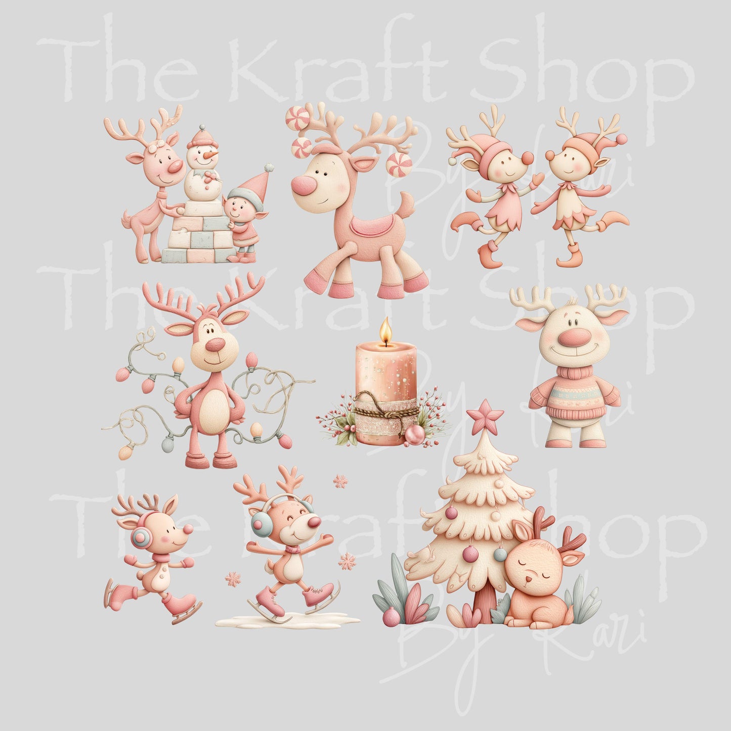 UV DTF Sticker print Cute Antler deer Element sheet 8x8 decal, tumbler decal, permanent sticker. #7435