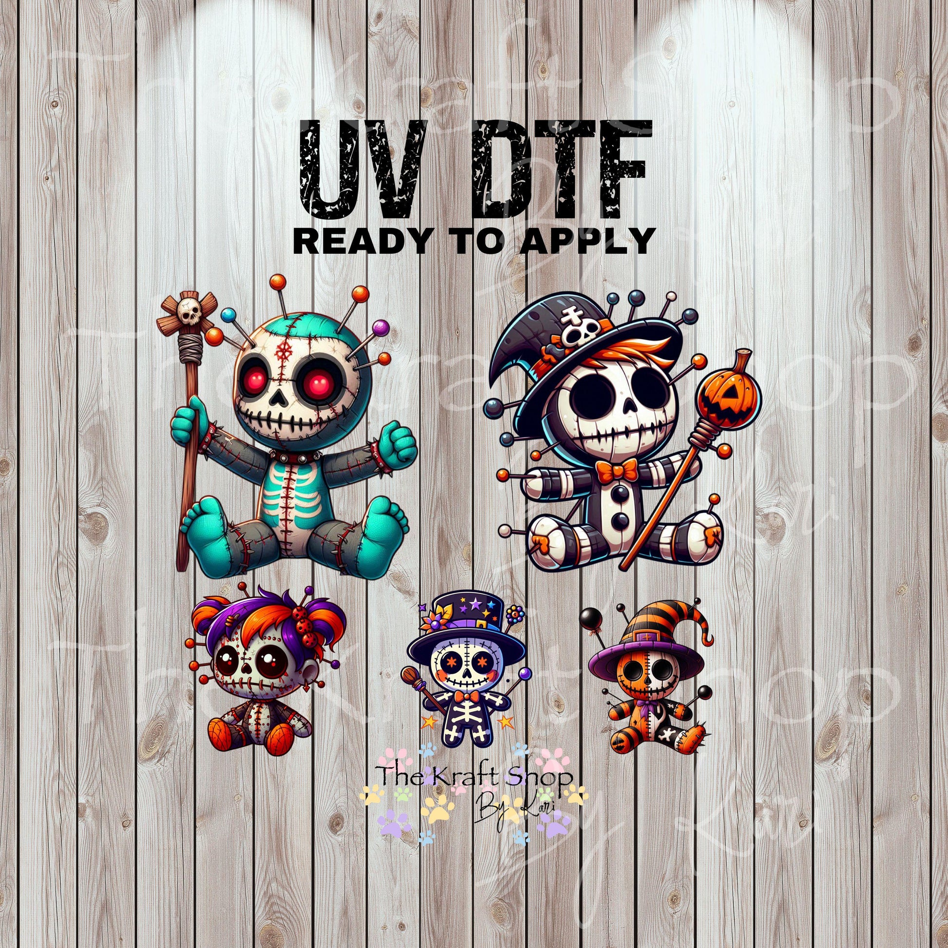 UV DTF Sticker prints. Halloween Voodoo Dolls 22 different styles decals, permanent sticker.#7429