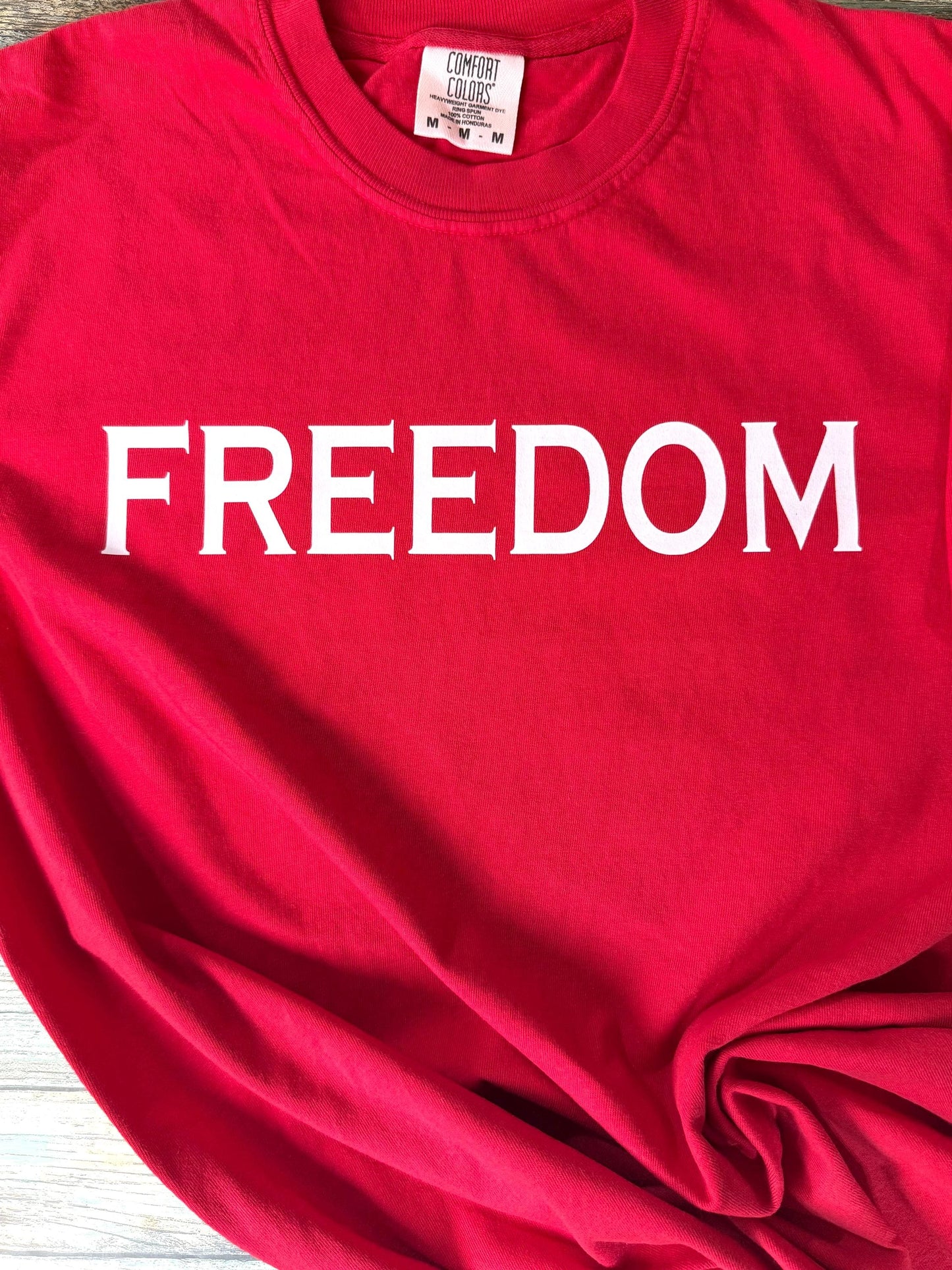Freedom and vertical tattered flag red unisex comfort colors T-shirt. We are Charlie