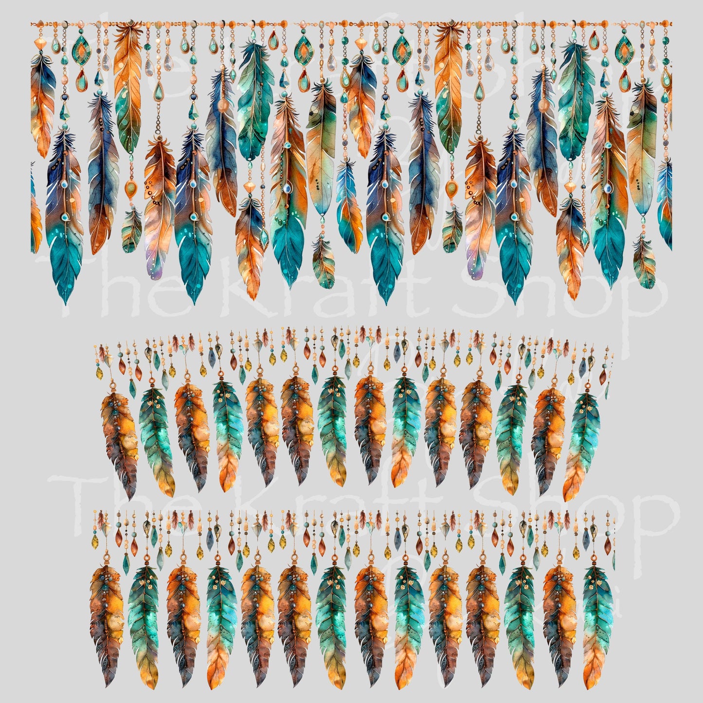 UV DTF 40 oz ready to apply Boho Feather border type wrap UV wrap quencher #3194