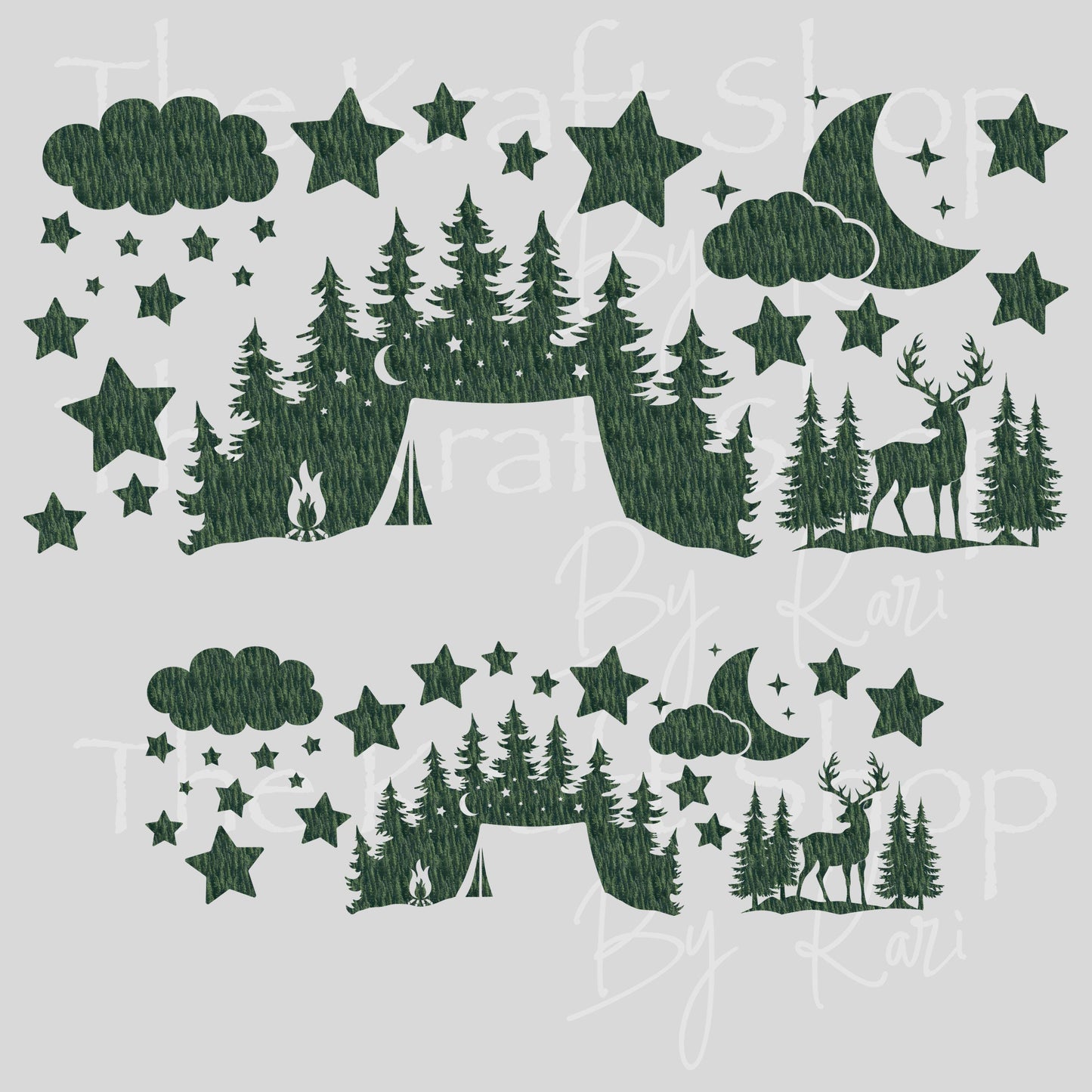 UV DTF 40 oz ready to apply Night camp deer outdoors wrap UV wrap quencher #3195