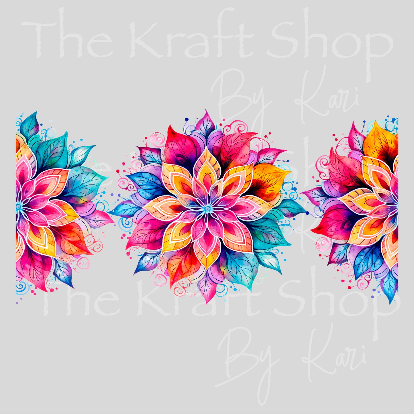 UV DTF Sticker print. Colorful Mandala wrap or element decals tumbler decal. Glass can wrap. #5437