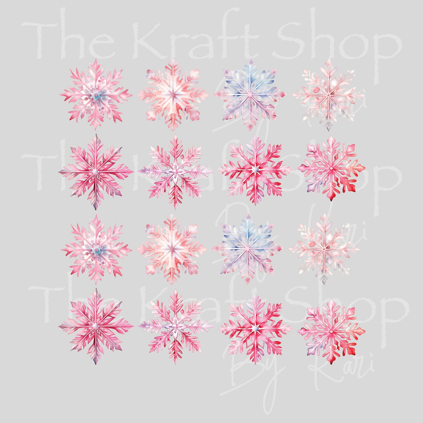 UV DTF Sticker print Snowflake Element sheet 8x8 decal, tumbler decal, permanent sticker. #7439