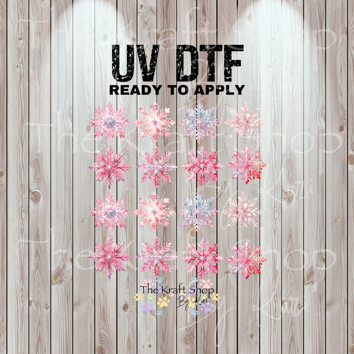 UV DTF Sticker print Snowflake Element sheet 8x8 decal, tumbler decal, permanent sticker. #7439